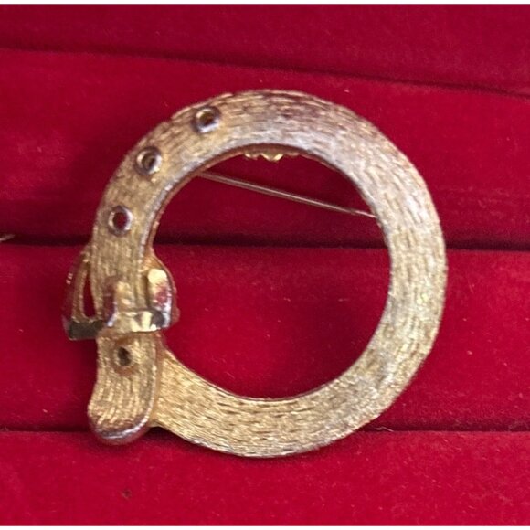 Vintage Mamselle Belt Buckle Gold-Tone Brooch Pin 1960s Collectible Jewelry - Picture 2 of 8